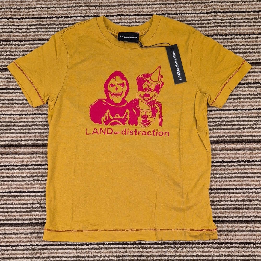 LAND‎ OF DISTRACTION Kate Mustard Organic Cotton Womens Sz S Short Sleeve Top
